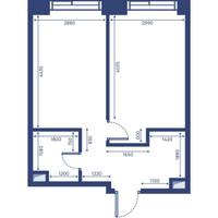 Планировка однокомнатной(квартира) площадью 38.6 квадратных метров в “ЖК Свет”