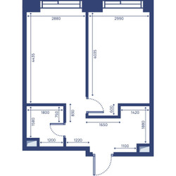 Планировка однокомнатной(квартира) площадью 38.6 квадратных метров в ЖК “ЖК Свет”