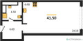 Планировка студии(квартира) площадью 41.5 квадратных метров в “ЖК Ренессанс”