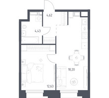 Планировка однокомнатной(апартаменты) площадью 39.83 квадратных метров в “ЖК Апарт-отель Тропарево парк”