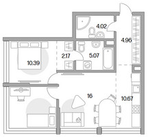 Планировка трехкомнатной(квартира) площадью 65.53 квадратных метров в “ЖК Мневники от Гранель”