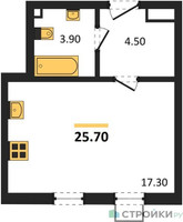 Планировка студии(квартира) площадью 25.7 квадратных метров в “ЖК Лучи-2”