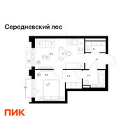 Планировка однокомнатной(квартира) площадью 34.8 квадратных метров в “ЖК Середневский лес”