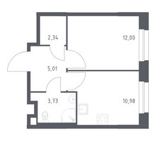 Планировка однокомнатной(квартира) площадью 34.06 квадратных метров в “ЖК ЭкоБунино (Южное Бунино)”