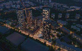 Вид на ЖК "Filicity" в ночное время