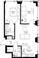 Планировка двухкомнатной(квартира) площадью 59.4 квадратных метров в “ЖК СЕТ”