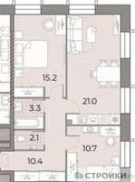 Планировка двухкомнатной(квартира) площадью 62.7 квадратных метров в “ЖК ЗИЛАРТ”