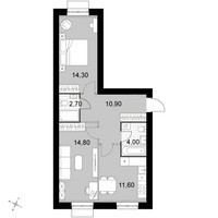 Планировка двухкомнатной(квартира) площадью 58.3 квадратных метров в “Апрелевка Клаб”