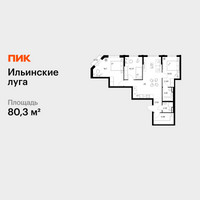 Планировка трехкомнатной(квартира) площадью 80.3 квадратных метров в “ЖК Ильинские луга”