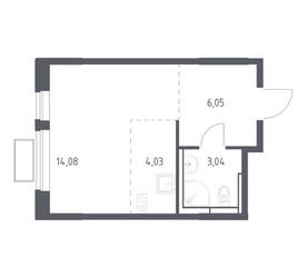 Планировка студии(квартира) площадью 26.9 квадратных метров в ЖК “ЖК Новое Видное”