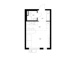 Планировка студии(квартира) площадью 23.7 квадратных метров в “ЖК Яуза Парк (Мытищи)”