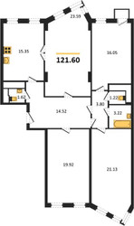 Планировка 4+ комнате (квартира) площадью 121.6 квадратных метров в ЖК “Лефорт”