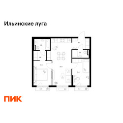 Планировка двухкомнатной(квартира) площадью 57.8 квадратных метров в ЖК “ЖК Ильинские луга”