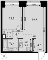 Планировка двухкомнатной(квартира) площадью 50.1 квадратных метров в “ЖК Амбер Сити”