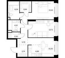 Планировка двухкомнатной(квартира) площадью 69.78 квадратных метров в “ЖК НОВА”