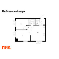 Планировка двухкомнатной(квартира) площадью 47.7 квадратных метров в “ЖК Люблинский парк”