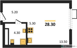 Планировка студии(квартира) площадью 28 квадратных метров в “ЖК Ново-Молоково”