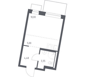 Планировка студии(квартира) площадью 22.83 квадратных метров в ЖК “ЖК Квартал Западный”