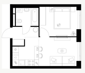 Планировка однокомнатной(квартира) площадью 32.2 квадратных метров в ЖК “ЖК Мичуринский Парк”