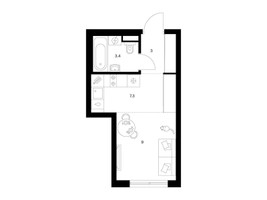 Планировка студии(квартира) площадью 22.7 квадратных метров в “ЖК Матвеевский парк”