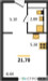 Планировка студии(квартира) площадью 21.7 квадратных метров в “ЖК Заречье Парк”