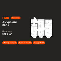 Планировка двухкомнатной(квартира) площадью 53.7 квадратных метров в “ЖК Амурский парк”