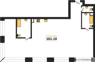 Планировка двухкомнатной(квартира) площадью 101.1 квадратных метров в “ЖК Luzhniki Collection (Коллекция Лужники)”