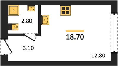 Планировка студии(квартира) площадью 18.7 квадратных метров в ЖК “ЖК Первый квартал”