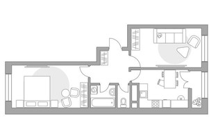 Планировка двухкомнатной(квартира) площадью 54.76 квадратных метров в “ЖК Пехра”