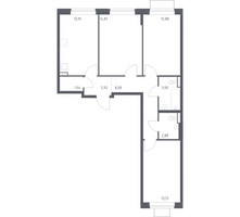 Планировка трехкомнатной(квартира) площадью 73.73 квадратных метров в “ЖК Квартал Западный”
