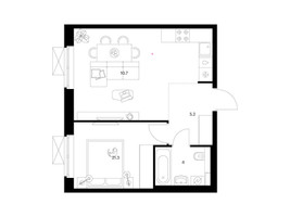 Планировка однокомнатной(квартира) площадью 41.2 квадратных метров в “ЖК Люблинский парк”