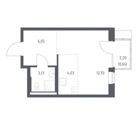 Планировка студии(квартира) площадью 26.57 квадратных метров в ЖК “ЖК Подольские кварталы”