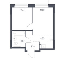 Планировка однокомнатной(квартира) площадью 32.35 квадратных метров в “ЖК Новое Внуково”