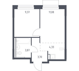 Планировка однокомнатной(квартира) площадью 32.35 квадратных метров в ЖК “ЖК Новое Внуково”