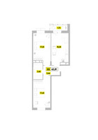 Планировка трехкомнатной(квартира) площадью 65.81 квадратных метров в “ЖК Радость (Радумля Парк)”