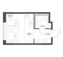 Планировка студии(квартира) площадью 22.81 квадратных метров в “ЖК Прибрежный Парк”