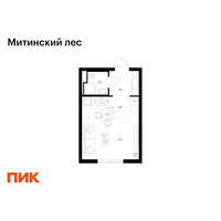 Планировка студии(квартира) площадью 23.5 квадратных метров в “ЖК Митинский лес”