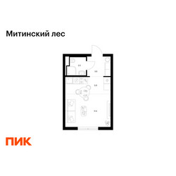 Планировка студии(квартира) площадью 23.5 квадратных метров в ЖК “ЖК Митинский лес”