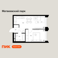 Планировка однокомнатной(квартира) площадью 36.4 квадратных метров в “ЖК Матвеевский парк”