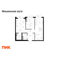Планировка двухкомнатной(квартира) площадью 57.3 квадратных метров в “ЖК Ильинские луга”