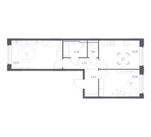 Планировка двухкомнатной(квартира) площадью 58.93 квадратных метров в “ЖК Космический Квартал”