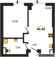 Планировка однокомнатной(квартира) площадью 40.3 квадратных метров в “ЖК Айс Тауэрс”