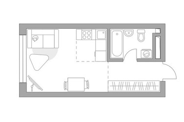 Планировка студии(квартира) площадью 25.75 квадратных метров в ЖК “ЖК Тринити”