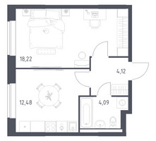 Планировка однокомнатной(квартира) площадью 38.91 квадратных метров в “ЖК Новое Видное”