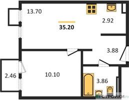 Планировка однокомнатной(квартира) площадью 35.2 квадратных метров в “ЖК Остафьево”