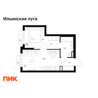 Планировка однокомнатной(квартира) площадью 31.8 квадратных метров в “ЖК Ильинские луга”