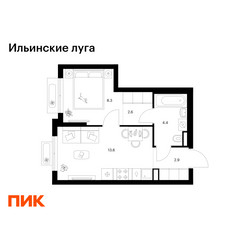 Планировка однокомнатной(квартира) площадью 31.8 квадратных метров в ЖК “ЖК Ильинские луга”