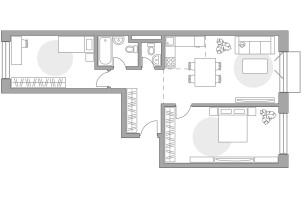 Планировка трехкомнатной(квартира) площадью 77.59 квадратных метров в “ЖК Басманный от Гранель”
