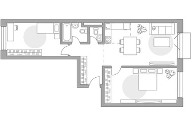 Планировка трехкомнатной(квартира) площадью 77.59 квадратных метров в ЖК “ЖК MYPRIORITY Basmanny (Май Приорити Басманный)”