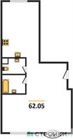 Планировка двухкомнатной(квартира) площадью 62.05 квадратных метров в “ЖК Дом Достижение”